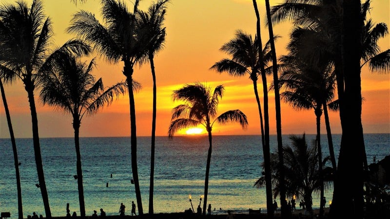 Ocean sunset on beach