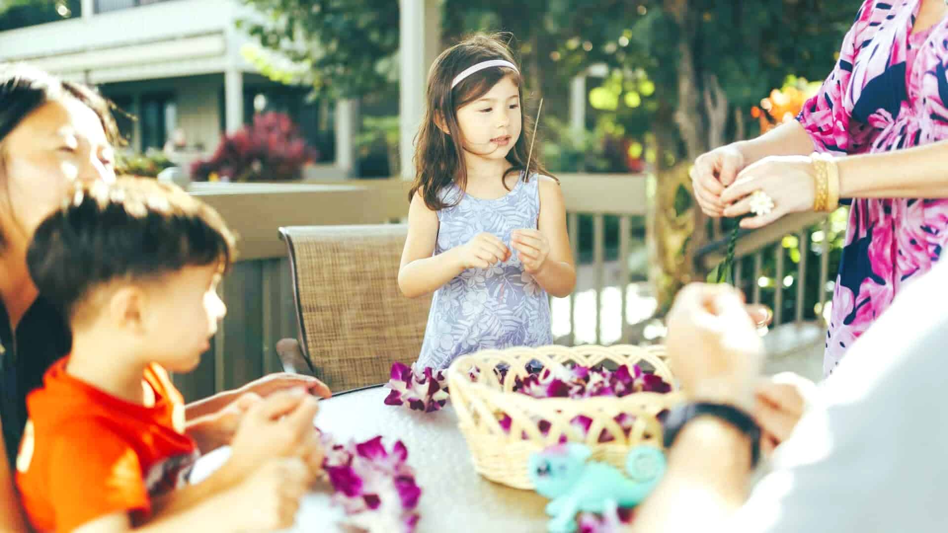 Kahana Village lei making class every thursday.